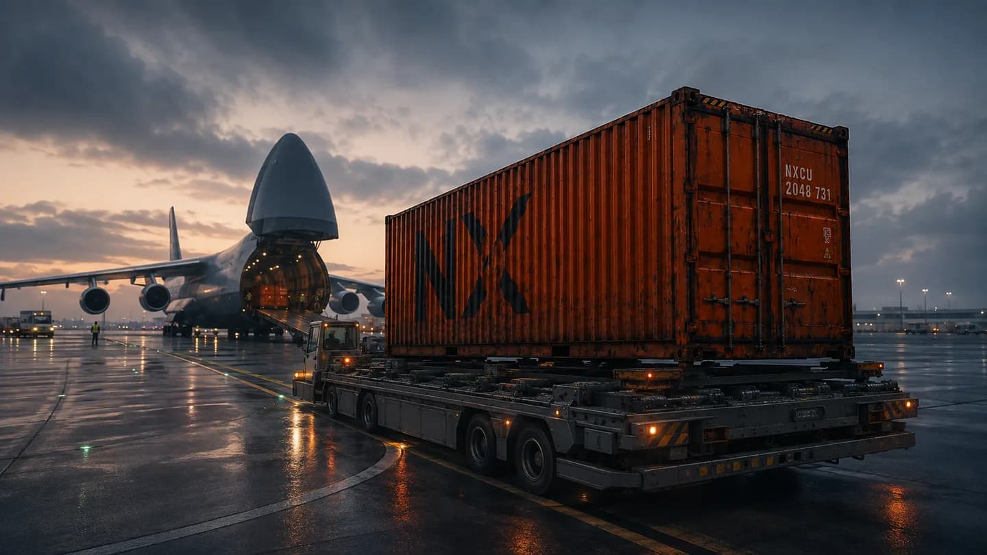 air freight featuring the orange Nexus shipping container